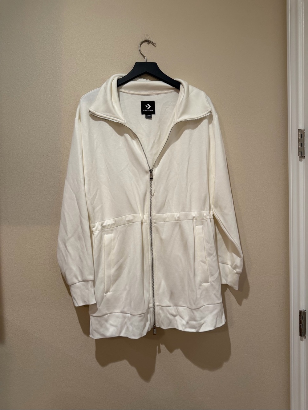 Converse Women's Off-White Full-Zip Bomber Jacket